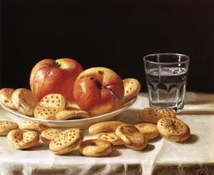 Still Life with Apples and Biscuits by John F. Francis - Oil Painting Reproduction