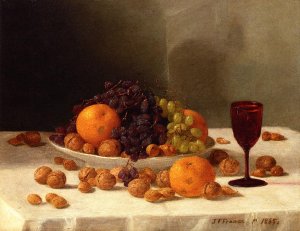 Still Life with Fruit and Nuts by John F. Francis Oil Painting