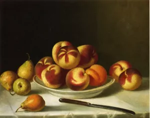 Still Life with Peaches and Pears by John F. Francis Oil Painting