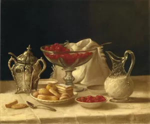 Strawberries, Cakes and Cream by John F. Francis - Oil Painting Reproduction