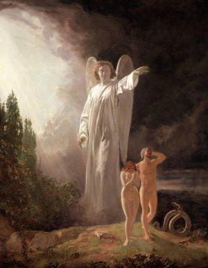 Expulsion of Adam and Eve by John Faed Oil Painting