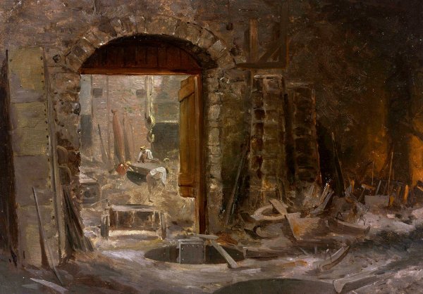 Main Product Photo of West Point Foundry, Cold Spring, New York  Painting by John Ferguson Weir