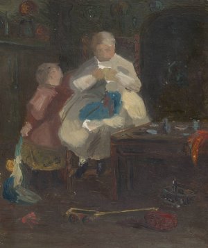 Woman and Child by John Ferguson Weir Oil Painting