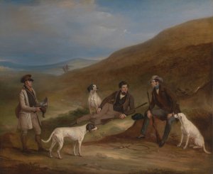 Edward Horner Reynard and his Brother George Grouse-Shooting At Middlesmoor, Yorkshire, with Their G… by John Ferneley Oil Painting