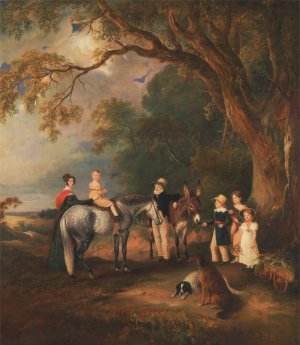 Miss Catherine Herrick with her Nieces and Nephews, the Five Elder Children of the Rev. and Mrs. Hen… by John Ferneley Oil Painting