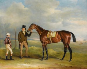 The Marquis Of Cleveland's Chorister, Winner Of The 1831 St. Leger, Held By His Trainer John Smith, With Jockey John Bartham Day, At Doncaster by John Ferneley Oil Painting