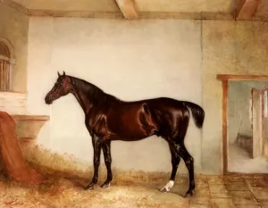 A Bay Hunter In A Loose Box by John Ferneley Snr. Oil Painting
