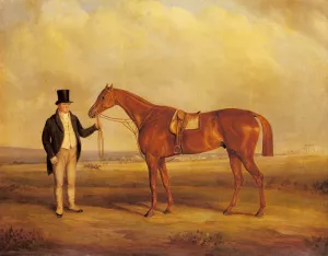 A Gentleman Holding Dangerous, the Winner of the 1833 Derby painting by John Ferneley Snr.
