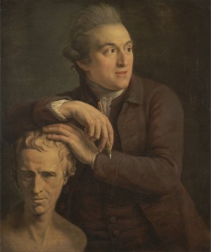 Joseph Nollekens with His Bust of Laurence Sterne by John Francis Rigaud Oil Painting