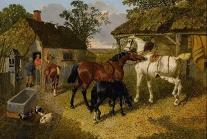 The Stable Yard by John Frederick Herring Jr. Oil Painting