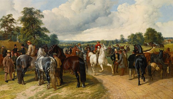 A Horse Fair on Southborough Common  by John Frederick Herring Snr. - Hand-Painted Oil Painting Reproduction