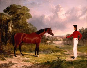 A Soldier with an Officer's Charger by John Frederick Herring Snr. Oil Painting