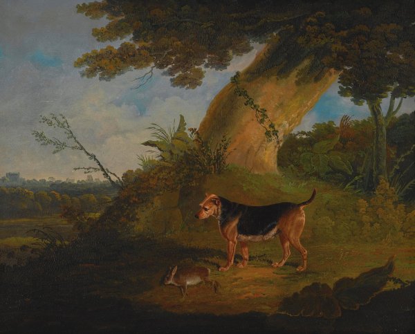 Black and tan terrier with a retrieved rabbit by John Frederick Herring Snr. - Hand-Painted Oil Painting Reproduction