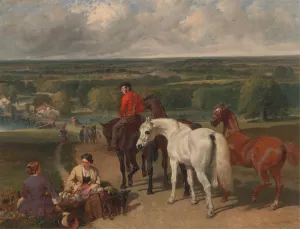 Exercising the Royal Horses Oil painting by John Frederick Herring Snr.