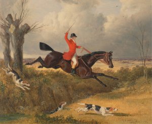 Foxhunting; Clearing a Ditch by John Frederick Herring Snr. Oil Painting