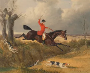 Foxhunting; Clearing a Ditch by John Frederick Herring Snr. Oil Painting