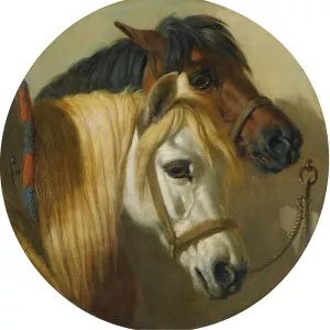 Good Friends; A Study Of Two Horses In A Stable by John Frederick Herring Snr. Oil Painting