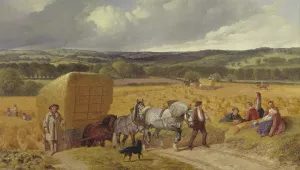 Harvest by John Frederick Herring Snr. Oil Painting