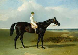 Mr O'Brien'S Dark Bay Racehorse Jonathan Wild With Jockey T. Ryder Up by John Frederick Herring Snr. Oil Painting