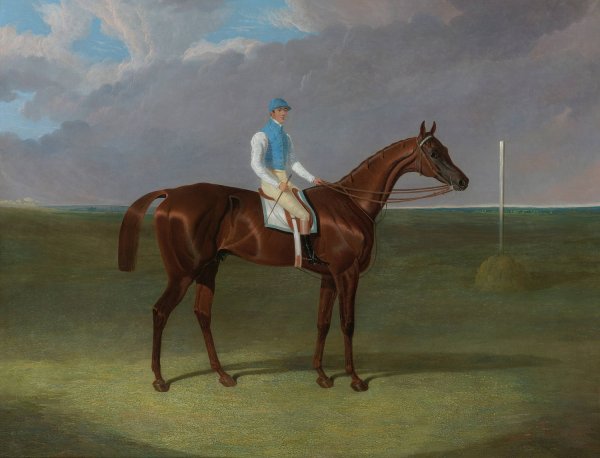 Mr. Ridsdale And Mr. Gully's St. Giles With William Scott Up  by John Frederick Herring Snr. - Hand-Painted Oil Painting Reproduction