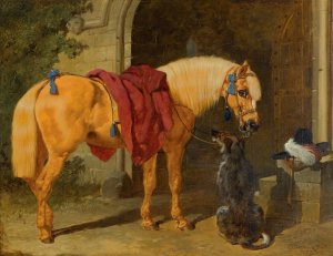 The Cavalier's Charger by John Frederick Herring Snr. Oil Painting