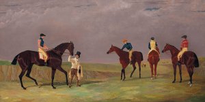 The Doncaster Cup of 1825, with Mr. Whittaker's Lottery, Mr. Craven's Longwaist, Mr. Lambton's Cedric, and Mr. Farquaharson's Figaro by John Frederick Herring Snr. Oil Painting