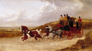 The Edinburgh and London Royal Mail. by John Frederick Herring Snr. Oil Painting
