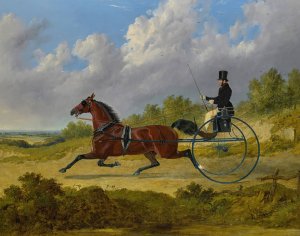 The Famous Trotter Confidence Drawing A Gig by John Frederick Herring Snr. Oil Painting