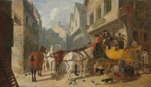 The York-London Coach At The George Inn, Stamford by John Frederick Herring Snr. Oil Painting