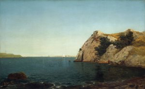 Beacon Rock,Newport Harbor by John Frederick Kensett Oil Painting