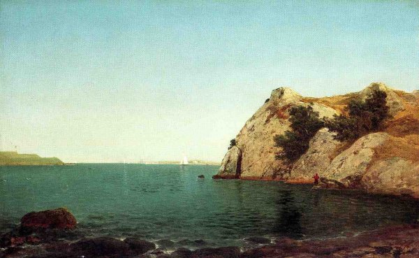 Beacon Rock, Newport Harbor by John Frederick Kensett - Hand-Painted Oil Painting Reproduction
