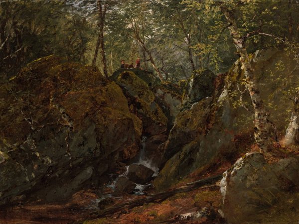 Catskill Waterfall  by John Frederick Kensett - Hand-Painted Oil Painting Reproduction