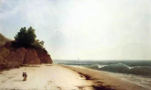 Coast Scene with Figures by John Frederick Kensett - Oil Painting Reproduction