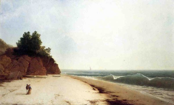 Coast Scene with Figures by John Frederick Kensett - Hand-Painted Oil Painting Reproduction