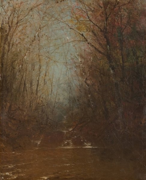 Forest Interior With Stream  by John Frederick Kensett - Hand-Painted Oil Painting Reproduction