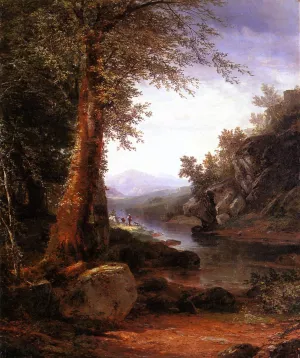Hunters on a Riverbank painting by John Frederick Kensett