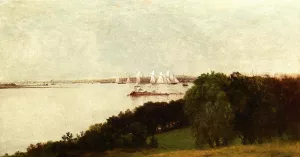 Newport Harbor and the Home of Ida Lewis by John Frederick Kensett - Oil Painting Reproduction