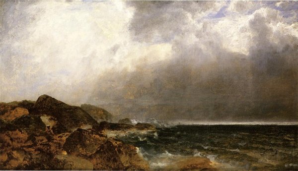 Point of Rocks, Newport by John Frederick Kensett - Hand-Painted Oil Painting Reproduction