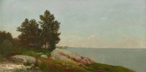 Study on Long Island Sound at Darien, Connecticut by John Frederick Kensett Oil Painting