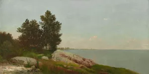 Study on Long Island Sound at Darien, Connecticut by John Frederick Kensett Oil Painting