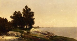 Study on Long Island Sound at Darien, Connectucut by John Frederick Kensett Oil Painting
