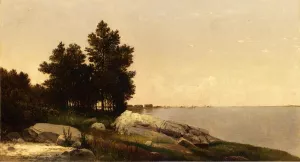 Study on Long Island Sound at Darien, Connectucut by John Frederick Kensett Oil Painting