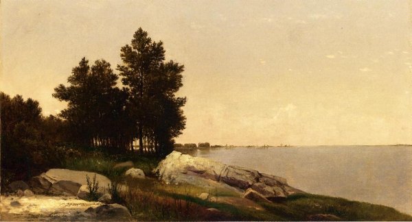 Study on Long Island Sound at Darien, Connectucut by John Frederick Kensett - Hand-Painted Oil Painting Reproduction