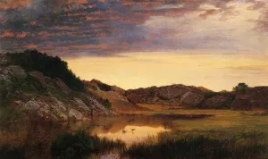 Sunrise Among the Rocks of Paradise, Newport by John Frederick Kensett Oil Painting