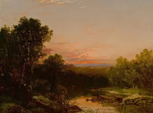 Sunset Over The Catskills by John Frederick Kensett Oil Painting