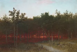 Twilight in the Cedars at Darien, Connecticut by John Frederick Kensett - Oil Painting Reproduction
