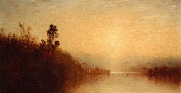 View of Lake George by John Frederick Kensett - Hand-Painted Oil Painting Reproduction