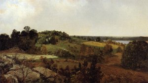 View of Rhode Island by John Frederick Kensett Oil Painting