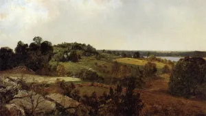 View of Rhode Island by John Frederick Kensett Oil Painting