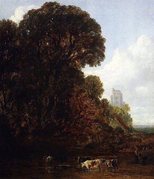 Main Product Photo of Watering Cattle Painting by John Frederick Kensett